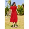 Zeagoo Women Summer Short Sleeve Midi Dress with Pockets Casual Aline Flowy Tshirt Dress Floral Vocation Beach Sundress(Red)