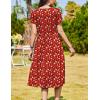 Zeagoo Women Summer Short Sleeve Midi Dress with Pockets Casual Aline Flowy Tshirt Dress Floral Vocation Beach Sundress(Red Floral)