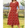 Zeagoo Women Summer Short Sleeve Midi Dress with Pockets Casual Aline Flowy Tshirt Dress Floral Vocation Beach Sundress(Red Floral)