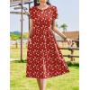 Zeagoo Women Summer Short Sleeve Midi Dress with Pockets Casual Aline Flowy Tshirt Dress Floral Vocation Beach Sundress(Red Floral)