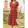 Zeagoo Women Summer Short Sleeve Midi Dress with Pockets Casual Aline Flowy Tshirt Dress Floral Vocation Beach Sundress(Red Floral)
