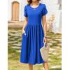 Zeagoo Women Summer Short Sleeve Midi Dress with Pockets Casual Aline Flowy Tshirt Dress Floral Vocation Beach Sundress(Sky Blue)