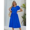 Zeagoo Women Summer Short Sleeve Midi Dress with Pockets Casual Aline Flowy Tshirt Dress Floral Vocation Beach Sundress(Sky Blue)