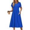Zeagoo Women Summer Short Sleeve Midi Dress with Pockets Casual Aline Flowy Tshirt Dress Floral Vocation Beach Sundress(Sky Blue)