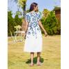 Zeagoo Women Summer Short Sleeve Midi Dress with Pockets Casual Aline Flowy Tshirt Dress Floral Vocation Beach Sundress(Wf41)
