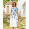 Zeagoo Women Summer Short Sleeve Midi Dress with Pockets Casual Aline Flowy Tshirt Dress Floral Vocation Beach Sundress(Wf41)