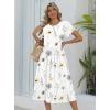 Zeagoo Women Summer Short Sleeve Midi Dress with Pockets Casual Aline Flowy Tshirt Dress Floral Vocation Beach Sundress(White Floral)