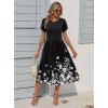 Zeagoo Women Summer Short Sleeve Midi Dress with Pockets Casual Aline Flowy Tshirt Dress Floral Vocation Beach Sundress(White Floral Black)