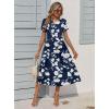 Zeagoo Women Summer Short Sleeve Midi Dress with Pockets Casual Aline Flowy Tshirt Dress Floral Vocation Beach Sundress(White Floral Blue)