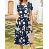 Zeagoo Women Summer Short Sleeve Midi Dress with Pockets Casual Aline Flowy Tshirt Dress Floral Vocation Beach Sundress(White Floral Blue)