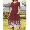 Zeagoo Women Summer Short Sleeve Midi Dress with Pockets Casual Aline Flowy Tshirt Dress Floral Vocation Beach Sundress(Wine Red Floral)