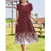Zeagoo Women Summer Short Sleeve Midi Dress with Pockets Casual Aline Flowy Tshirt Dress Floral Vocation Beach Sundress(Wine Red Floral)