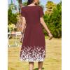 Zeagoo Women Summer Short Sleeve Midi Dress with Pockets Casual Aline Flowy Tshirt Dress Floral Vocation Beach Sundress(Wine Red Floral)