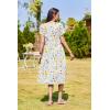 Zeagoo Women Summer Short Sleeve Midi Dress with Pockets Casual Aline Flowy Tshirt Dress Floral Vocation Beach Sundress(Xh403)