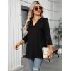 Zeagoo Womens 3/4 Length Sleeve Tops V Neck Tunic Casual Dressy Blouse Floral Printed Shirts(Black)