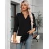 Zeagoo Womens 3/4 Length Sleeve Tops V Neck Tunic Casual Dressy Blouse Floral Printed Shirts(Black)