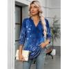 Zeagoo Womens 3/4 Length Sleeve Tops V Neck Tunic Casual Dressy Blouse Floral Printed Shirts(Blue Floral)