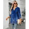 Zeagoo Womens 3/4 Length Sleeve Tops V Neck Tunic Casual Dressy Blouse Floral Printed Shirts(Blue Floral)