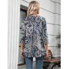 Zeagoo Womens 3/4 Length Sleeve Tops V Neck Tunic Casual Dressy Blouse Floral Printed Shirts(Blue Pattern)