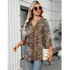 Zeagoo Womens 3/4 Length Sleeve Tops V Neck Tunic Casual Dressy Blouse Floral Printed Shirts(Boho Multicolor)