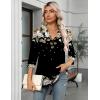 Zeagoo Womens 3/4 Length Sleeve Tops V Neck Tunic Casual Dressy Blouse Floral Printed Shirts(Floral Black)