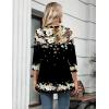 Zeagoo Womens 3/4 Length Sleeve Tops V Neck Tunic Casual Dressy Blouse Floral Printed Shirts(Floral Black)