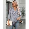 Zeagoo Womens 3/4 Length Sleeve Tops V Neck Tunic Casual Dressy Blouse Floral Printed Shirts(Gray Floral)
