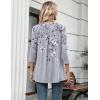 Zeagoo Womens 3/4 Length Sleeve Tops V Neck Tunic Casual Dressy Blouse Floral Printed Shirts(Gray Floral)