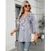 Zeagoo Womens 3/4 Length Sleeve Tops V Neck Tunic Casual Dressy Blouse Floral Printed Shirts(Gray Floral)