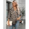 Zeagoo Womens 3/4 Length Sleeve Tops V Neck Tunic Casual Dressy Blouse Floral Printed Shirts(Leopard Brown)