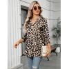 Zeagoo Womens 3/4 Length Sleeve Tops V Neck Tunic Casual Dressy Blouse Floral Printed Shirts(Leopard Brown)