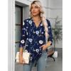 Zeagoo Womens 3/4 Length Sleeve Tops V Neck Tunic Casual Dressy Blouse Floral Printed Shirts(Navy Blue Floral)