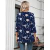 Zeagoo Womens 3/4 Length Sleeve Tops V Neck Tunic Casual Dressy Blouse Floral Printed Shirts(Navy Blue Floral)