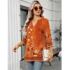 Zeagoo Womens 3/4 Length Sleeve Tops V Neck Tunic Casual Dressy Blouse Floral Printed Shirts(Orange Floral)