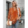 Zeagoo Womens 3/4 Length Sleeve Tops V Neck Tunic Casual Dressy Blouse Floral Printed Shirts(Orange Floral)