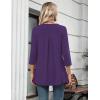 Zeagoo Womens 3/4 Length Sleeve Tops V Neck Tunic Casual Dressy Blouse Floral Printed Shirts(Purple)