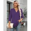 Zeagoo Womens 3/4 Length Sleeve Tops V Neck Tunic Casual Dressy Blouse Floral Printed Shirts(Purple)