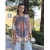 Zeagoo Womens 3/4 Length Sleeve Tops V Neck Tunic Casual Dressy Blouse Floral Printed Shirts(Red Pattern)