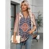 Zeagoo Womens 3/4 Length Sleeve Tops V Neck Tunic Casual Dressy Blouse Floral Printed Shirts(Red Pattern)