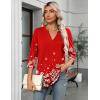 Zeagoo Womens 3/4 Length Sleeve Tops V Neck Tunic Casual Dressy Blouse Floral Printed Shirts(Snowflake)