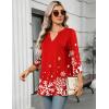 Zeagoo Womens 3/4 Length Sleeve Tops V Neck Tunic Casual Dressy Blouse Floral Printed Shirts(Snowflake)