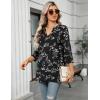 Zeagoo Womens 3/4 Length Sleeve Tops V Neck Tunic Casual Dressy Blouse Floral Printed Shirts(White Floral)