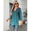 Zeagoo Womens 3/4 Length Sleeve Tops V Neck Tunic Casual Dressy Blouse Floral Printed Shirts(Willowfloral)
