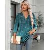 Zeagoo Womens 3/4 Length Sleeve Tops V Neck Tunic Casual Dressy Blouse Floral Printed Shirts(Willowfloral)