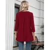 Zeagoo Womens 3/4 Length Sleeve Tops V Neck Tunic Casual Dressy Blouse Floral Printed Shirts(Wine Red)
