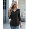 Zeagoo Womens Blouse Casual 3/4 Length Sleeve V Neck Basic T-Shirts Spring Summer Cute Tunic Tops Business Work Tees(Black)