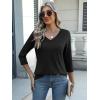 Zeagoo Womens Blouse Casual 3/4 Length Sleeve V Neck Basic T-Shirts Spring Summer Cute Tunic Tops Business Work Tees(Black)