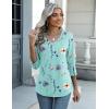 Zeagoo Womens Blouse Casual 3/4 Length Sleeve V Neck Basic T-Shirts Spring Summer Cute Tunic Tops Business Work Tees(Blue Flower-bf139)