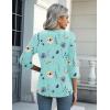 Zeagoo Womens Blouse Casual 3/4 Length Sleeve V Neck Basic T-Shirts Spring Summer Cute Tunic Tops Business Work Tees(Blue Flower-bf139)