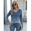 Zeagoo Womens Blouse Casual 3/4 Length Sleeve V Neck Basic T-Shirts Spring Summer Cute Tunic Tops Business Work Tees(Blue Leaves-xh483)